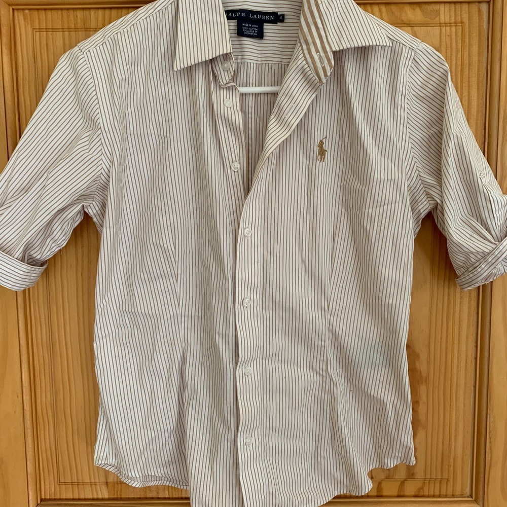 Beige striped button down